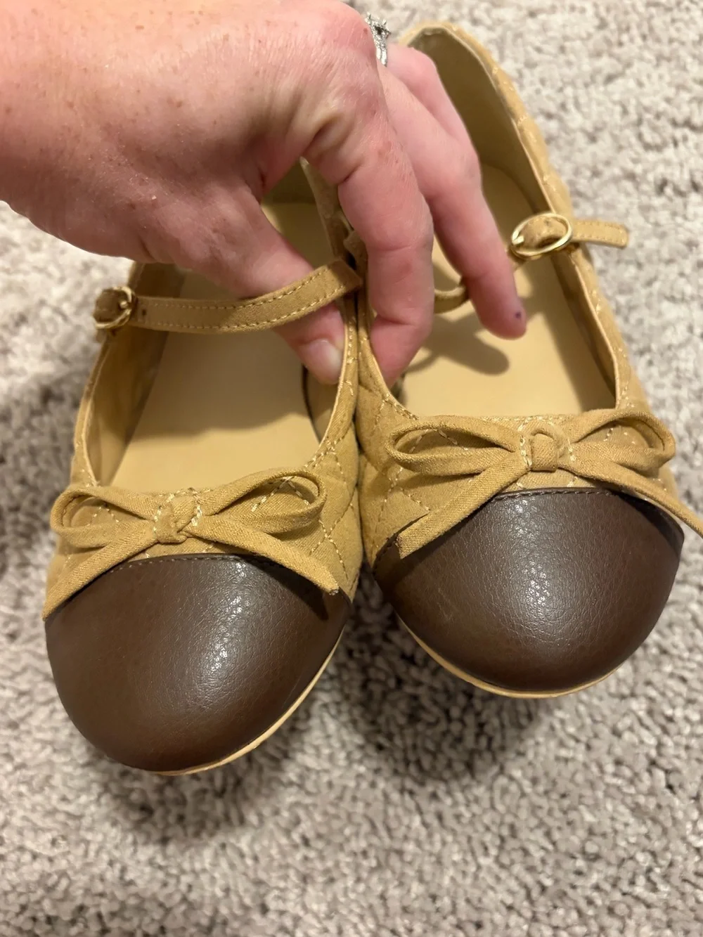 Janie and Jack Quilted Cap Toe Mary Jane Bow Ballet Flats